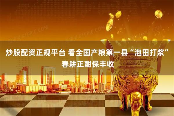 炒股配资正规平台 看全国产粮第一县“泡田打浆” 春耕正酣保丰收